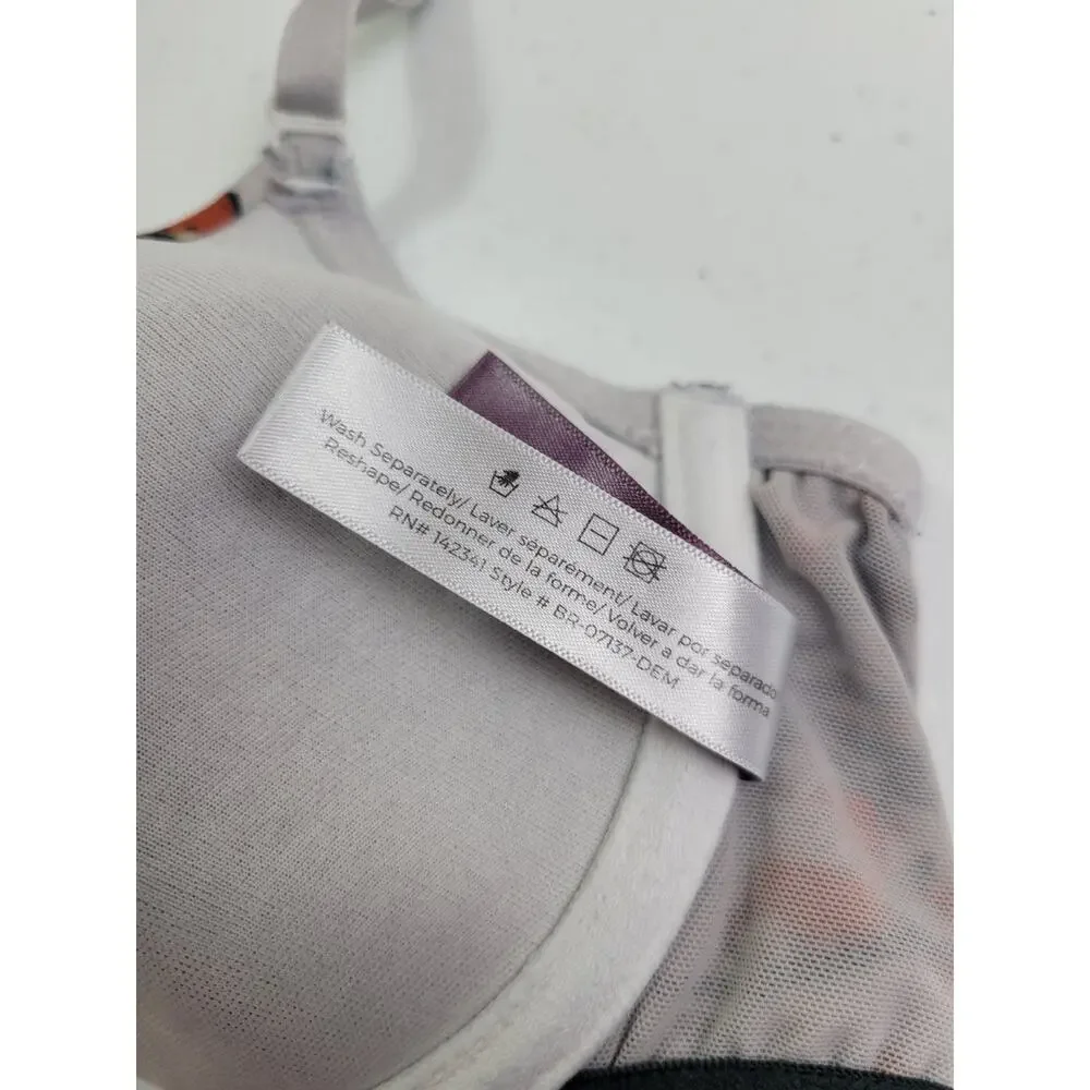 Adore Me Racerback Underwire Bra‎ Multicolor Butterflies Front Closure Size 32C